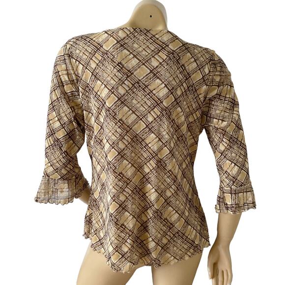 JH COLLECTIBLES Petites Womens Size PXL Plaid 100% Nylon 3/4 Sleeve Shirt Top - Picture 4 of 7